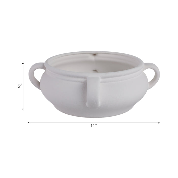 12\" Textured Bowl with Handles - White 