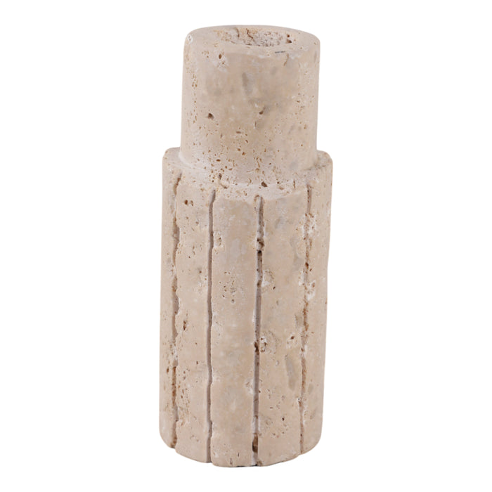 5\" x 2\" Raw Edge Travertine Taper Holder - Tan 