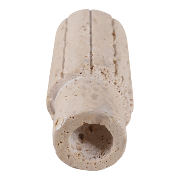 5\" x 2\" Raw Edge Travertine Taper Holder - Tan 