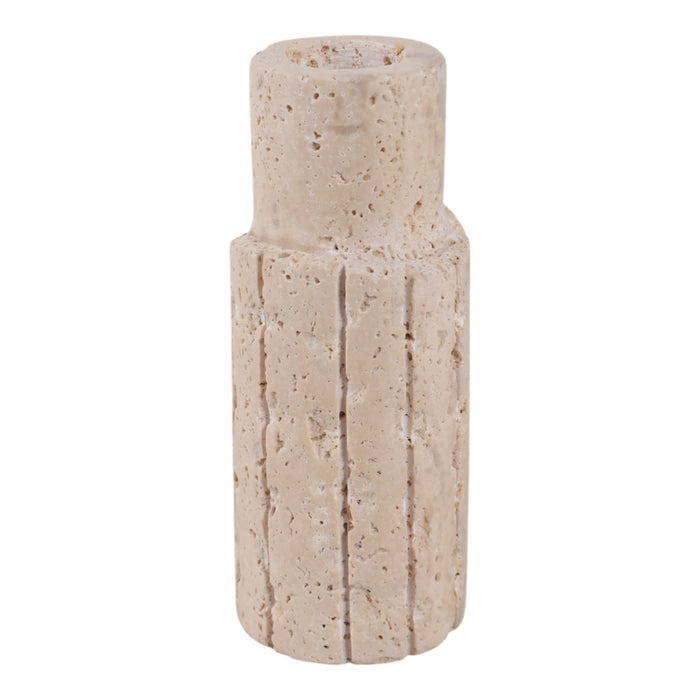5\" x 2\" Raw Edge Travertine Taper Holder - Tan 