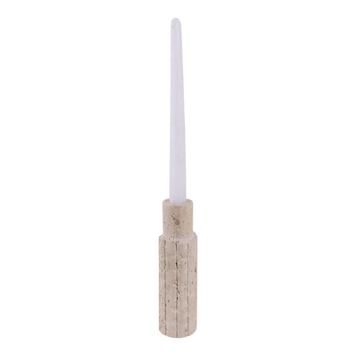 5\" x 2\" Raw Edge Travertine Taper Holder - Tan 