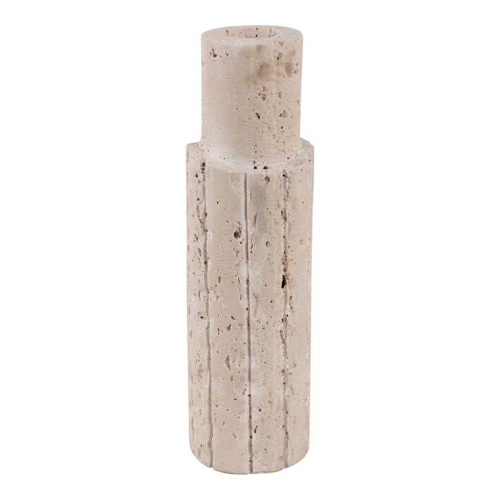 7\" x 2\" Raw Edge Travertine Taper Holder - Tan 