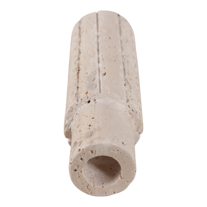 7\" x 2\" Raw Edge Travertine Taper Holder - Tan 