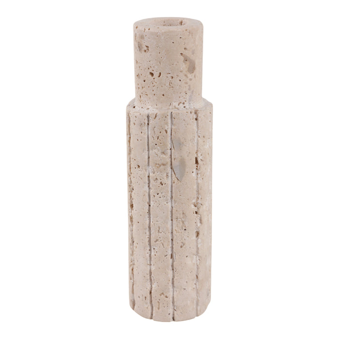 7\" x 2\" Raw Edge Travertine Taper Holder - Tan 