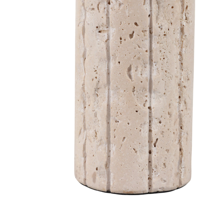 7\" x 2\" Raw Edge Travertine Taper Holder - Tan 