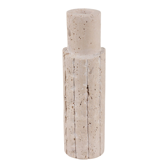 7\" x 2\" Raw Edge Travertine Taper Holder - Tan 