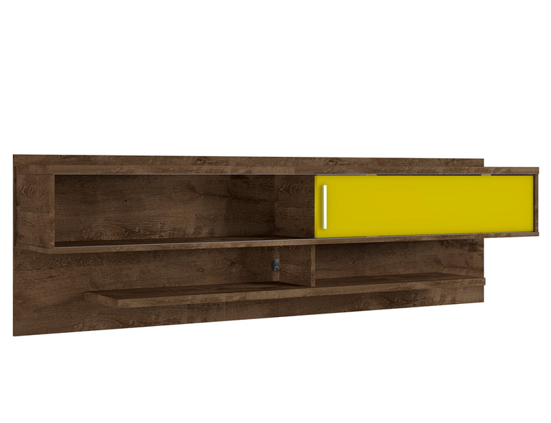 Manhattan Comfort Astor 70.86\" Modern Floating Entertainment Center with Media Shelves - Rustic Brown