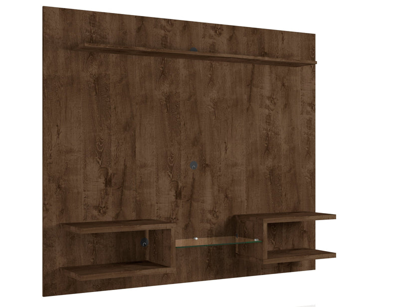 Manhattan Comfort Plaza 64.25\" Modern Floating Wall Entertainment Center with Display Shelves - Rustic Brown