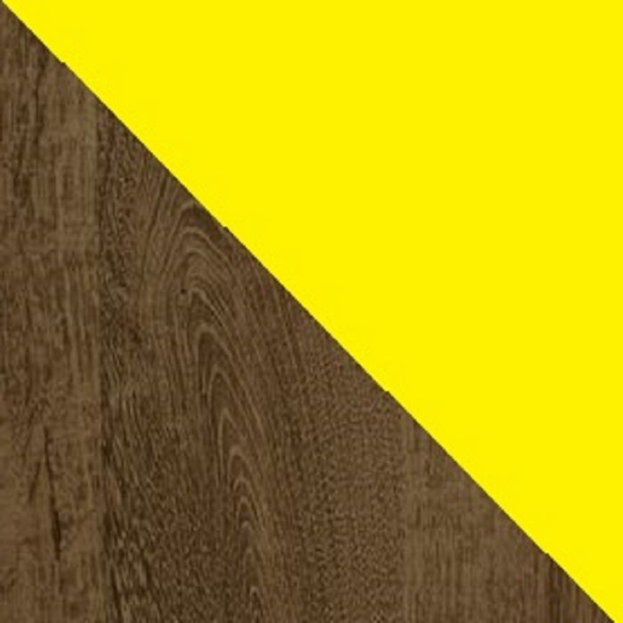 Manhattan Comfort Plaza 64.25\" Modern Floating Wall Entertainment Center with Display Shelves - Rustic Brown & Yellow