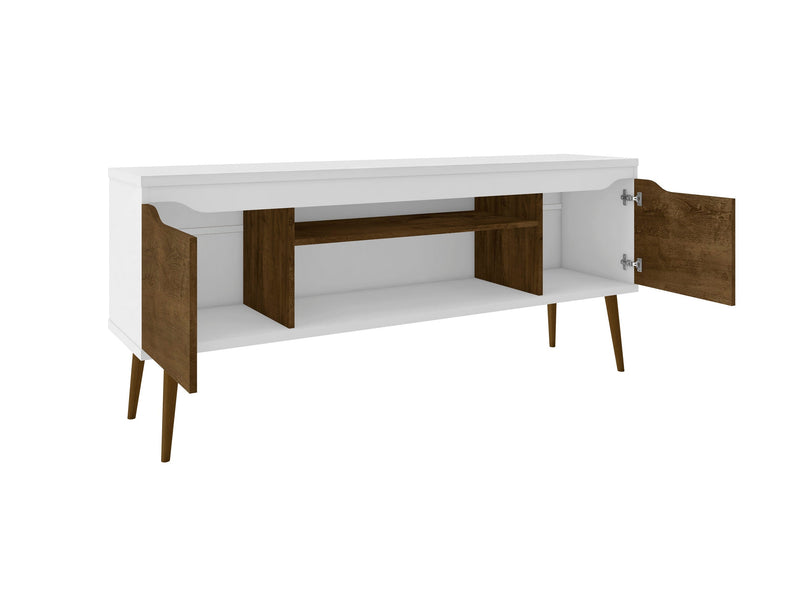 Manhattan Comfort Bradley 62.99\" TV Stand with 2 Media Shelves & 2 Storage Shelves - White