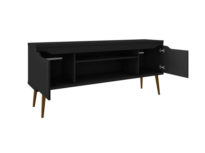 Manhattan Comfort Bradley 62.99\" TV Stand Black with 2 Media Shelves & 2 Storage Shelves - Black