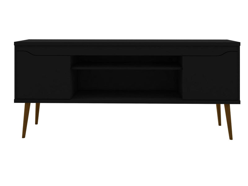 Manhattan Comfort Bradley 62.99\" TV Stand Black with 2 Media Shelves & 2 Storage Shelves - Black