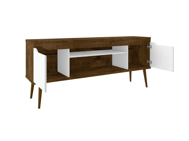 Manhattan Comfort Bradley 62.99\" TV Stand with 2 Media Shelves & 2 Storage Shelves - Rustic Brown