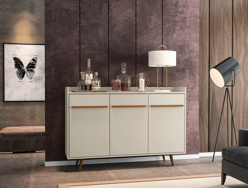 Manhattan Comfort Bradley 53.54” Buffet Stand with 4 Shelves - Off White
