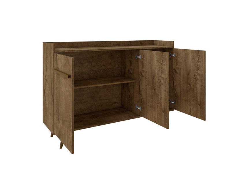 Manhattan Comfort Bradley 53.54” Buffet Stand with 4 Shelves - Rustic Brown