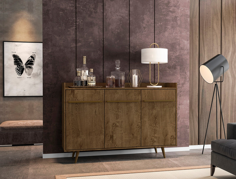 Manhattan Comfort Bradley 53.54” Buffet Stand with 4 Shelves - Rustic Brown
