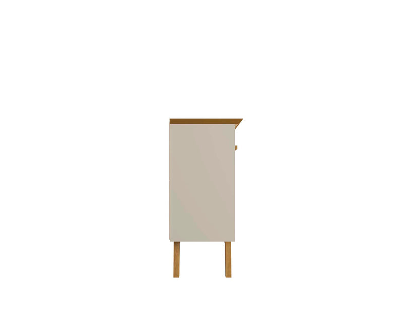 Manhattan Comfort Yonkers 62.99” Sideboard with Solid Wood Legs & 2 Cabinets - Off White & Cinnamon Buffet