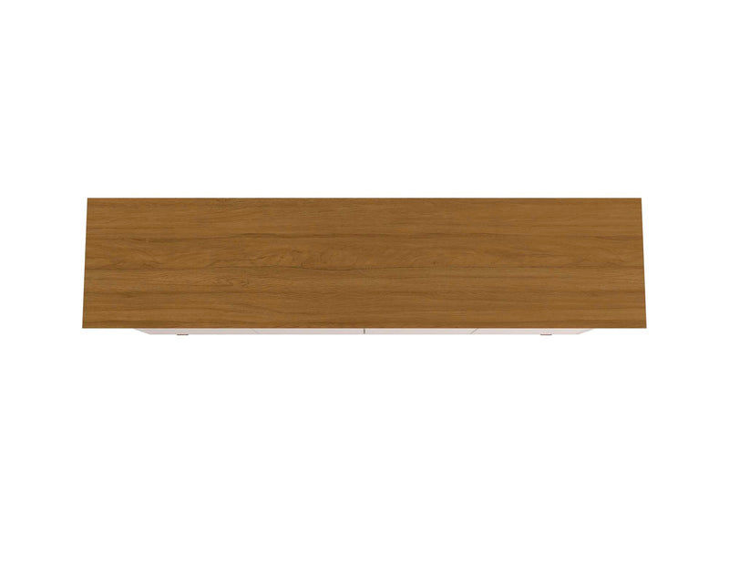 Manhattan Comfort Yonkers 62.99” Sideboard with Solid Wood Legs & 2 Cabinets - Off White & Cinnamon Buffet