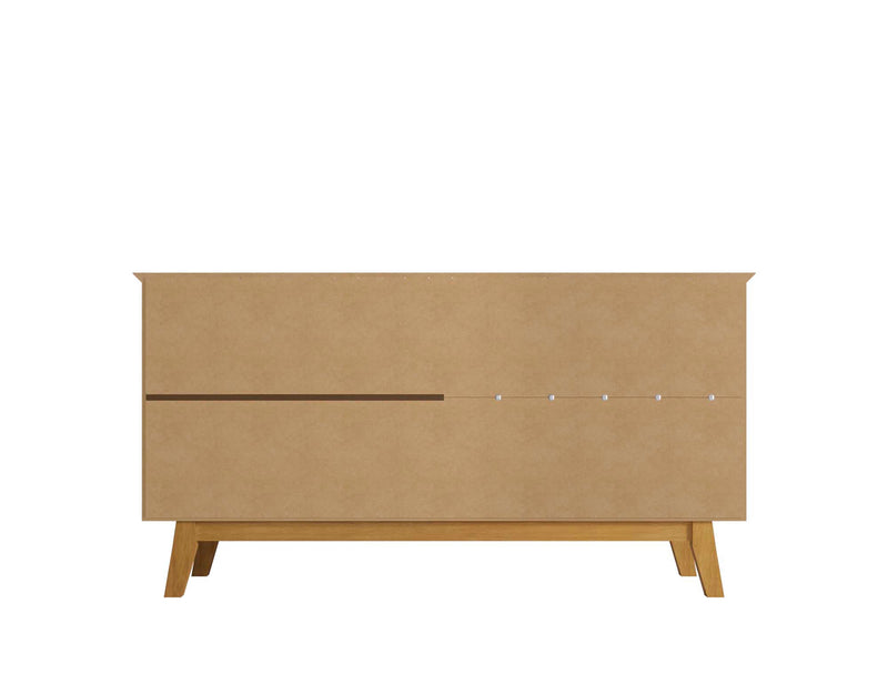 Manhattan Comfort Yonkers 62.99” Sideboard with Solid Wood Legs & 2 Cabinets - Off White & Cinnamon Buffet