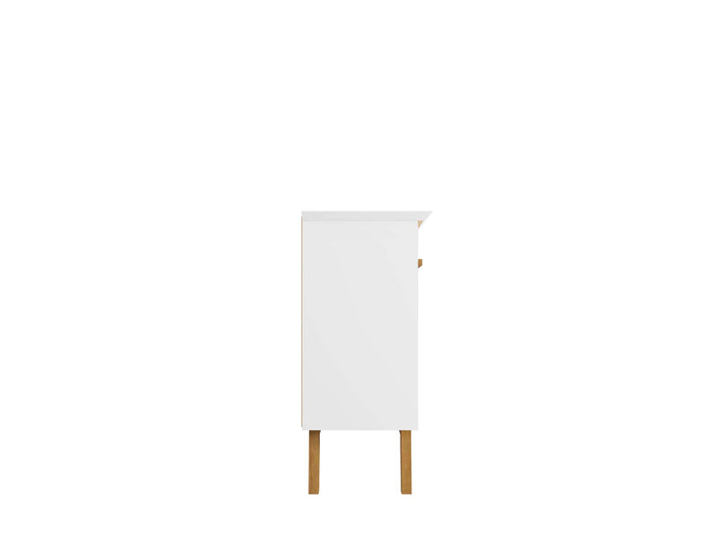 Manhattan Comfort Yonkers 62.99” Sideboard with Solid Wood Legs & 2 Cabinets - White