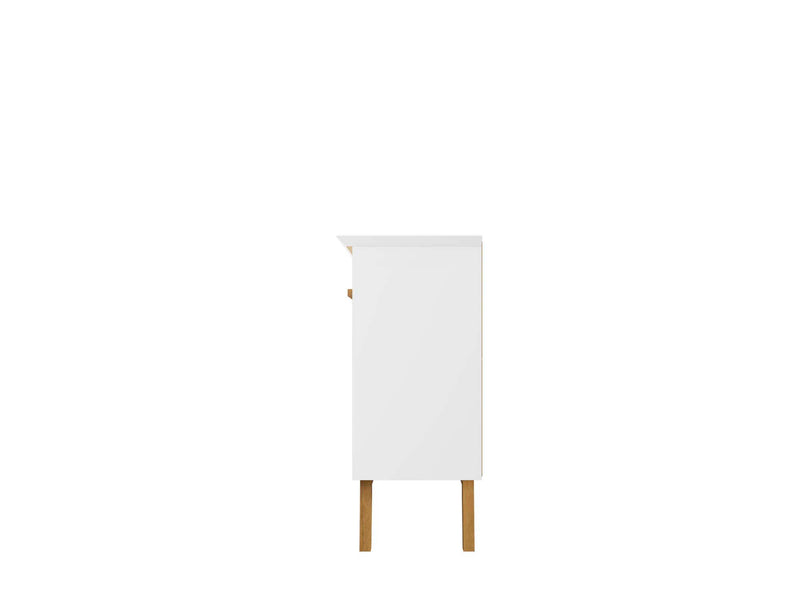 Manhattan Comfort Yonkers 62.99” Sideboard with Solid Wood Legs & 2 Cabinets - White