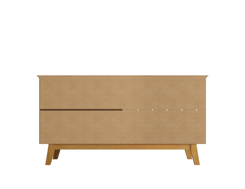 Manhattan Comfort Yonkers 62.99” Sideboard with Solid Wood Legs & 2 Cabinets - White