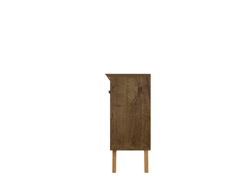 Manhattan Comfort Yonkers 62.99” Sideboard with Solid Wood Legs & 2 Cabinets - Rustic Brown