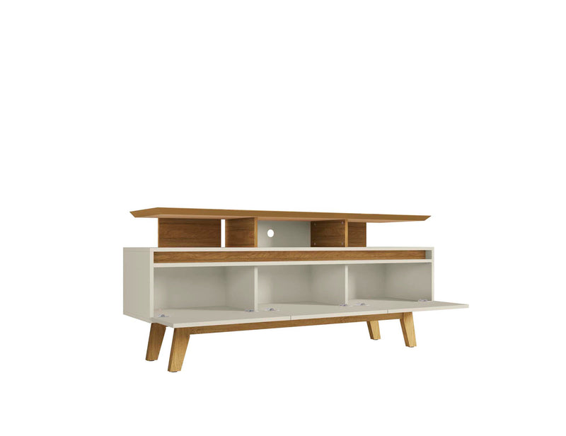 Manhattan Comfort Yonkers 62.99\" TV Stand with Solid Wood Legs & 6 Media Storage Compartments - Off 
