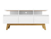 Manhattan Comfort Yonkers 62.99\" TV Stand with Solid Wood Legs & 6 Media Storage Compartments - White