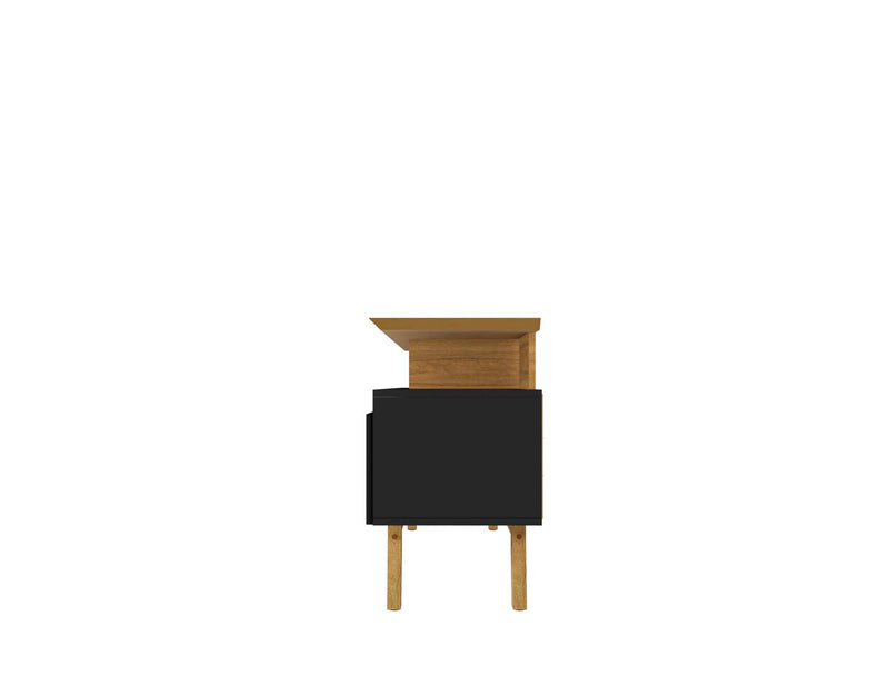 Manhattan Comfort Yonkers 62.99\" TV Stand with Solid Wood Legs & 6 Media Storage Compartments - Blac