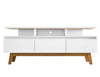 Manhattan Comfort Yonkers 70.86\" TV Stand with Solid Wood Legs & 6 Media Storage Compartments - White