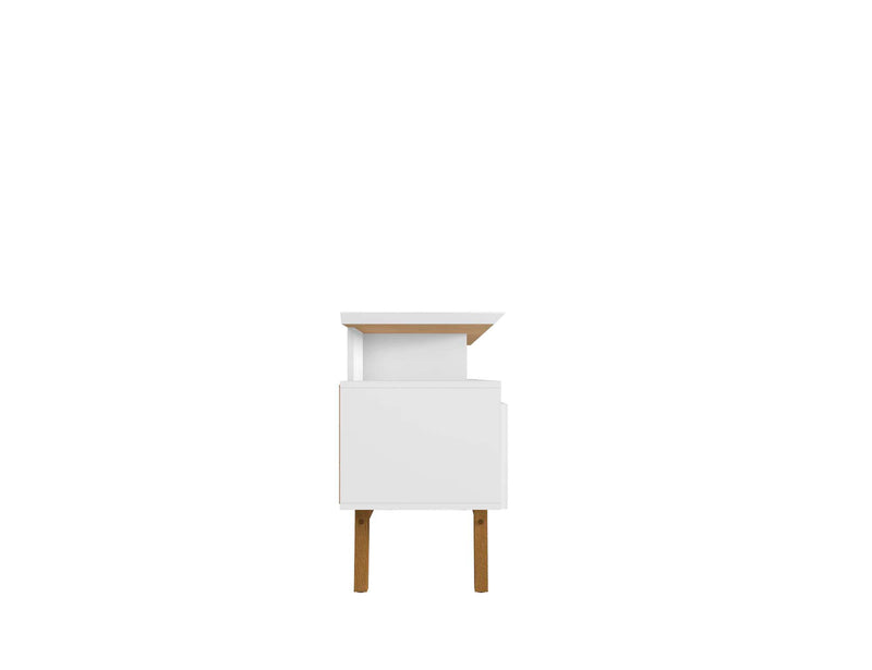 Manhattan Comfort Yonkers 70.86\" TV Stand with Solid Wood Legs & 6 Media Storage Compartments - White