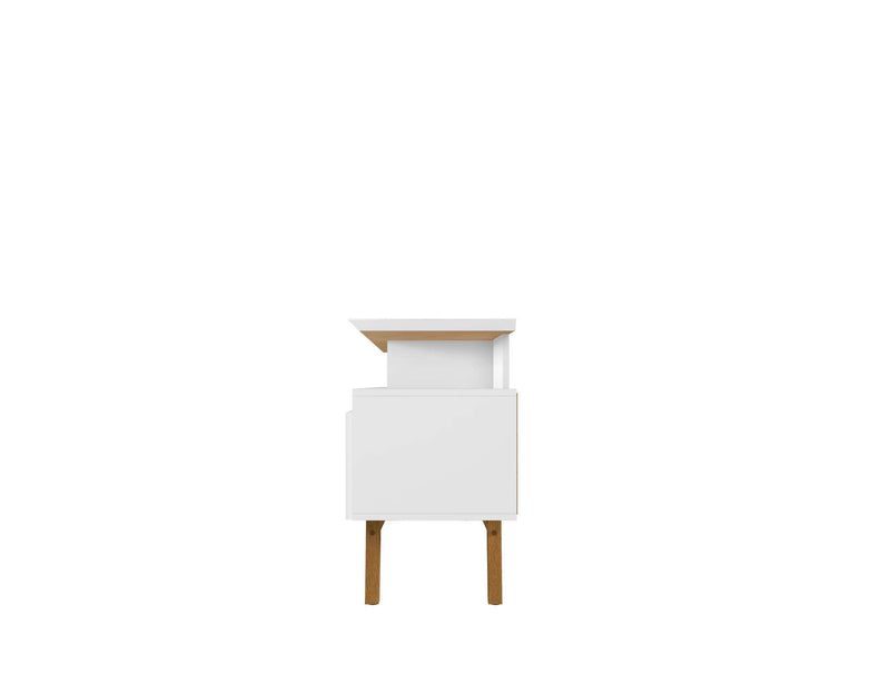 Manhattan Comfort Yonkers 70.86\" TV Stand with Solid Wood Legs & 6 Media Storage Compartments - White
