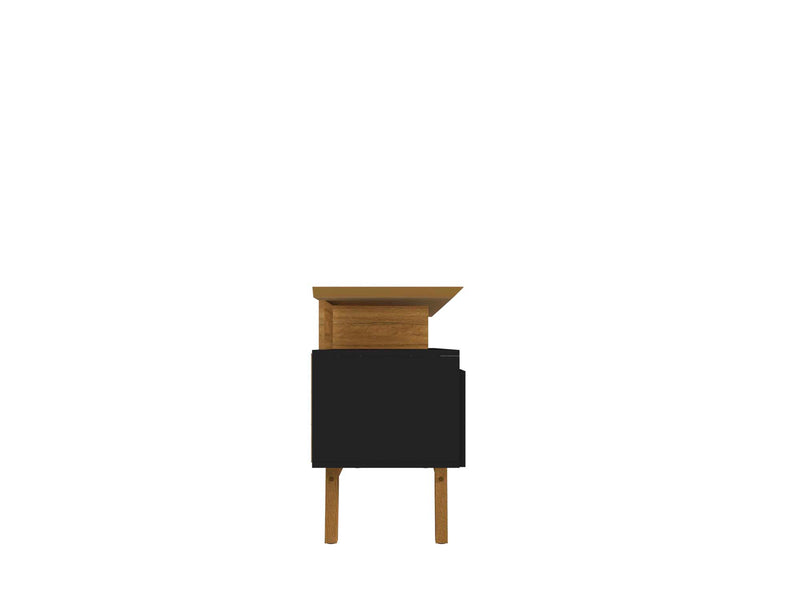 Manhattan Comfort Yonkers 70.86\" TV Stand with Solid Wood Legs & 6 Media Storage Compartments - Blac