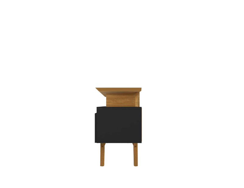 Manhattan Comfort Yonkers 70.86\" TV Stand with Solid Wood Legs & 6 Media Storage Compartments - Blac