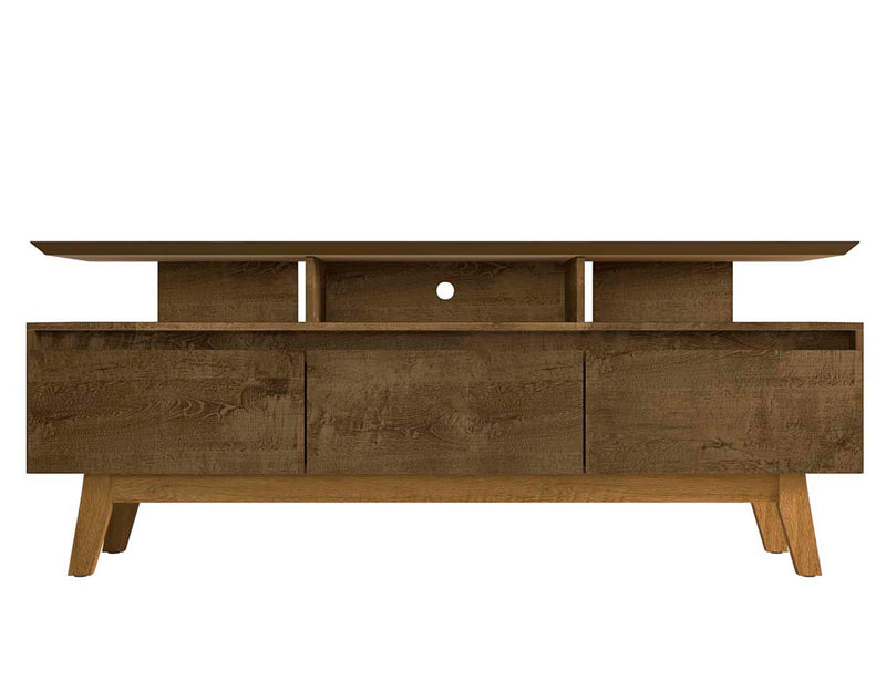 Manhattan Comfort Yonkers 70.86\" TV Stand with Solid Wood Legs & 6 Media Storage Compartments - Rust