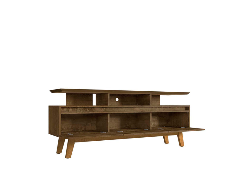 Manhattan Comfort Yonkers 70.86\" TV Stand with Solid Wood Legs & 6 Media Storage Compartments - Rust