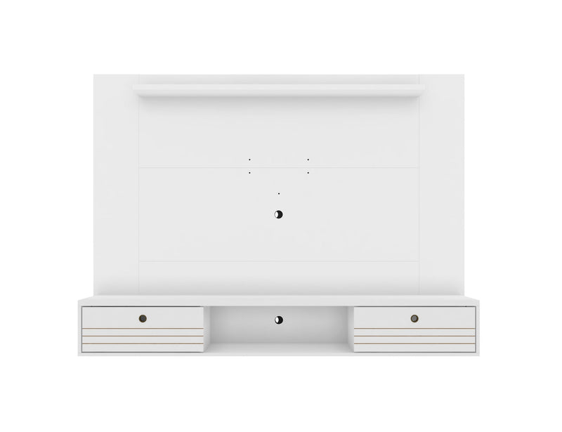 Manhattan Comfort Liberty 70.86\" Floating Wall Entertainment Center with Overhead Shelf - White