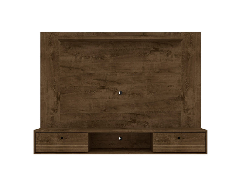 Manhattan Comfort Liberty 70.86\" Floating Wall Entertainment Center with Overhead Shelf - Rustic Brown