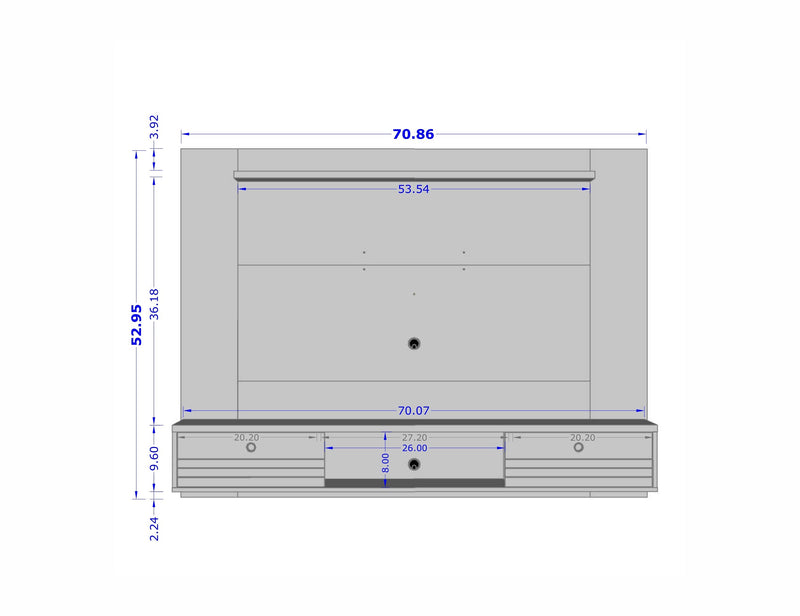Manhattan Comfort Liberty 70.86\" Floating Wall Entertainment Center with Overhead Shelf - Rustic Brown