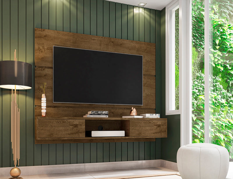 Manhattan Comfort Vernon 62.99\" Floating Wall Entertainment Center - Rustic Brown