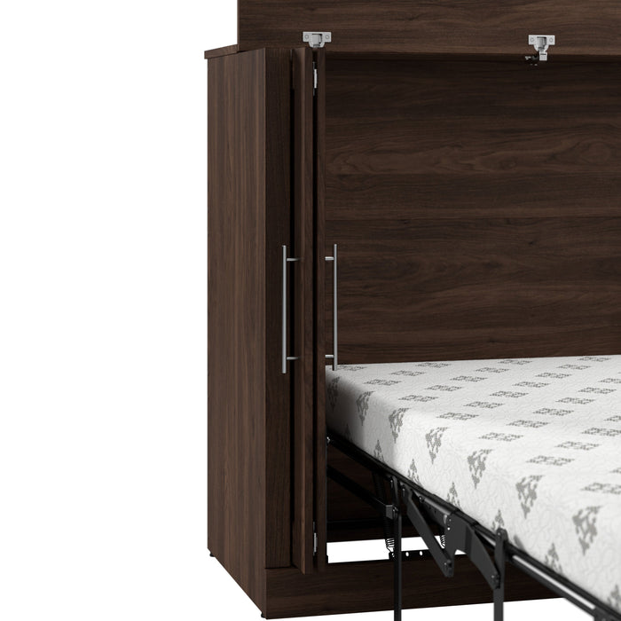 Bestar Pur 75 W Queen Cabinet Bed with Mattress - Black Walnut