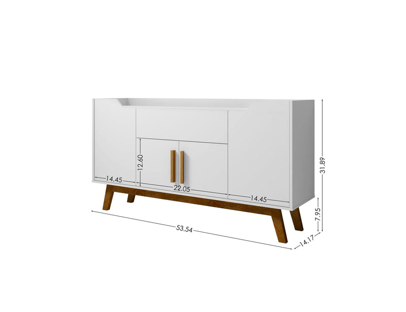 Manhattan Comfort Addie 53.54” Sideboard with 5 Shelves - White