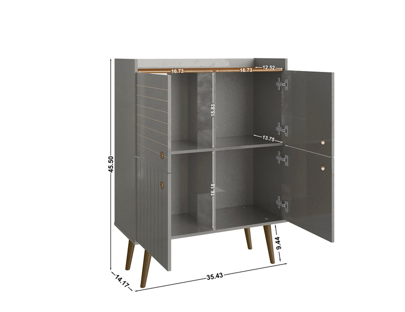Manhattan Comfort Bogart Mid-Century Modern Accent Cabinet - Grey & Natural