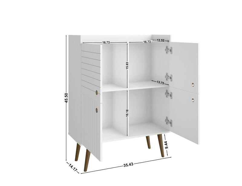 Manhattan Comfort Bogart Mid-Century Modern Accent Cabinet - White & Natural