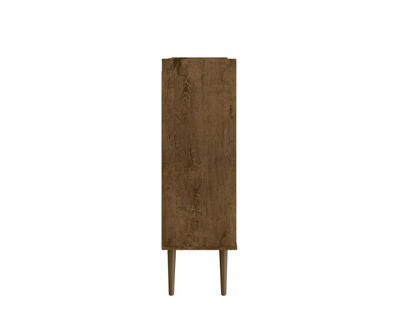 Manhattan Comfort Bogart Mid-Century Modern Accent Cabinet - Rustic Brown & Natural