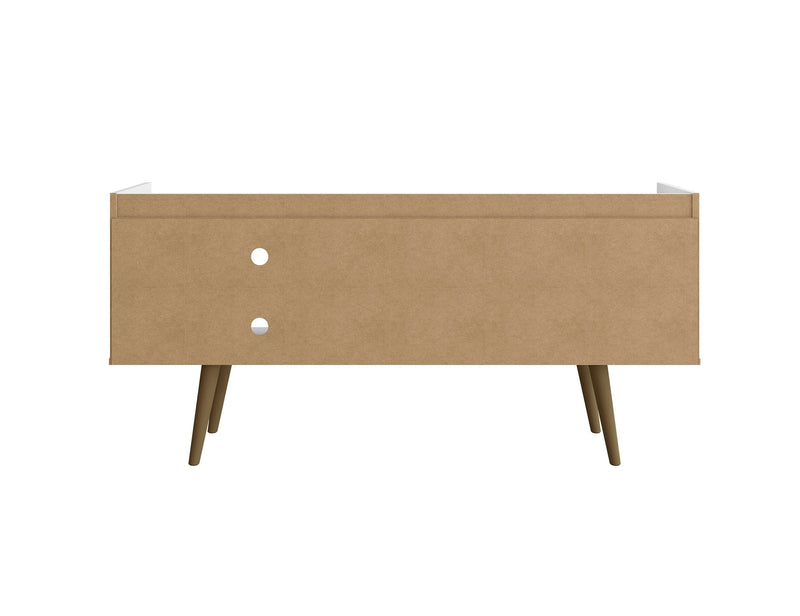 Manhattan Comfort Bogart 53.54\" Mid-Century Modern TV Stand - White & Natural