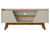 Manhattan Comfort Mid-Century Modern Marcus 53.14\" TV Stand with Solid Wood Legs - Greige & Natural