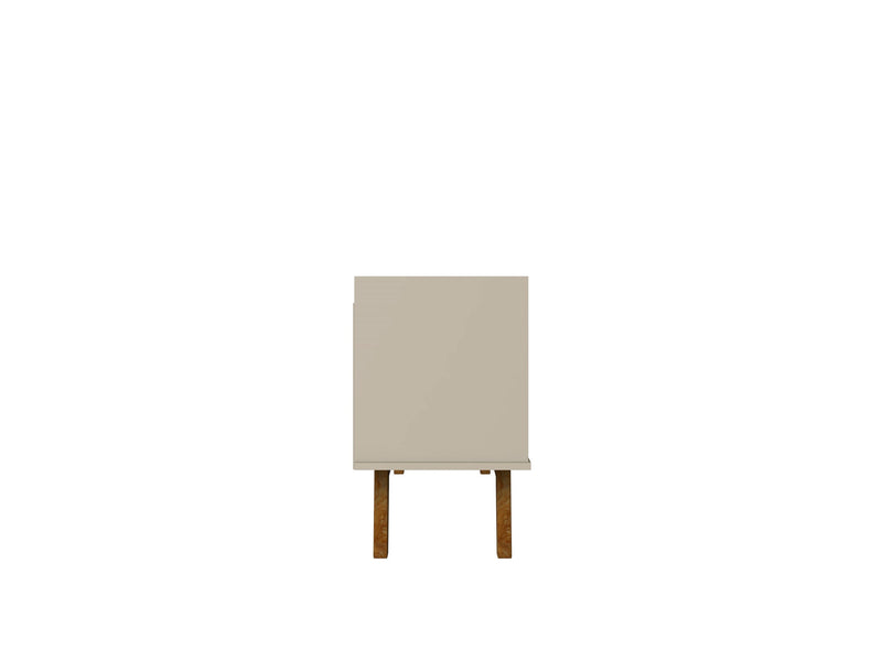 Manhattan Comfort Mid-Century Modern Marcus 53.14\" TV Stand with Solid Wood Legs - Greige & Natural