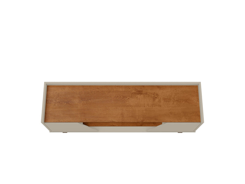 Manhattan Comfort Mid-Century Modern Marcus 53.14\" TV Stand with Solid Wood Legs - Greige & Natural